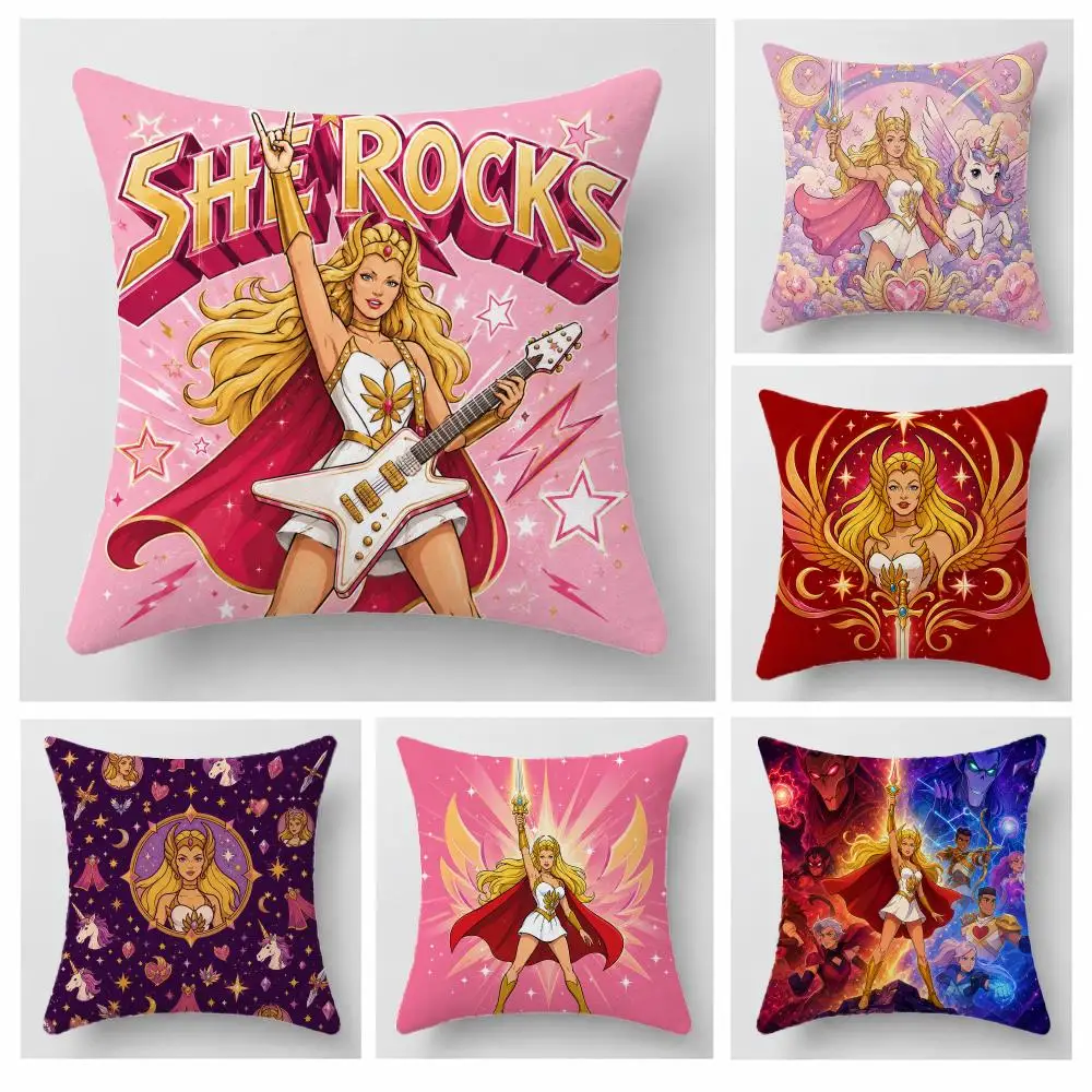 Anime She-Ra Princess of Power Cushion Cover Short Plush Pillowcase, Sofa Bedroom Home Decor, Ideal Holiday Gift