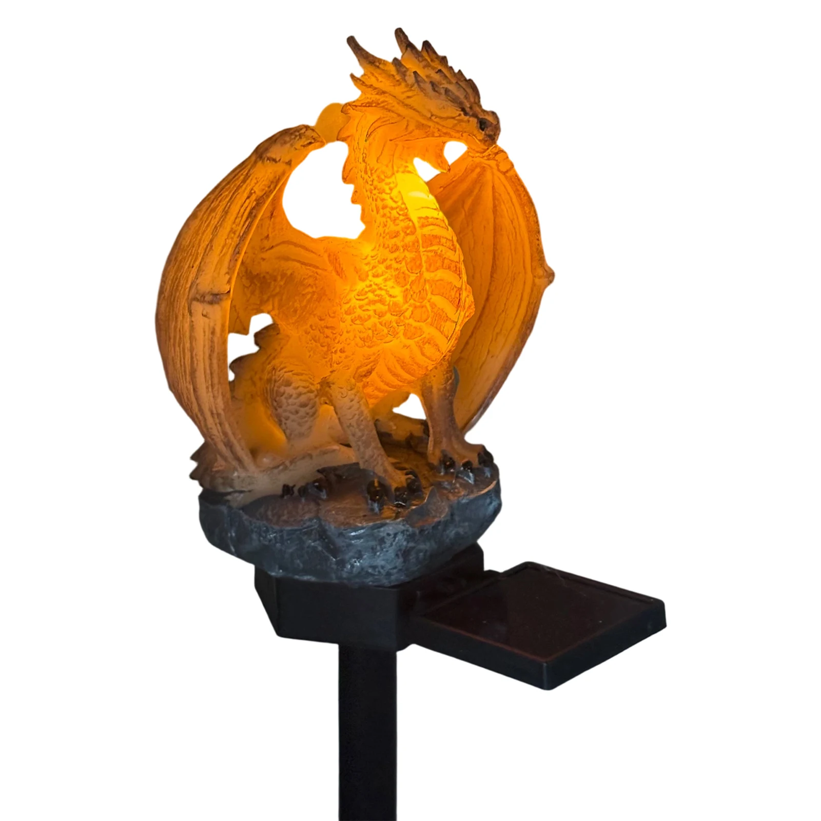 Outdoor Dragon Statue Lamp Soft Warm Glow Solar Dragon Light Unique Gothic Shape for Home Yard Lawn Porch Balcony Decor view 6