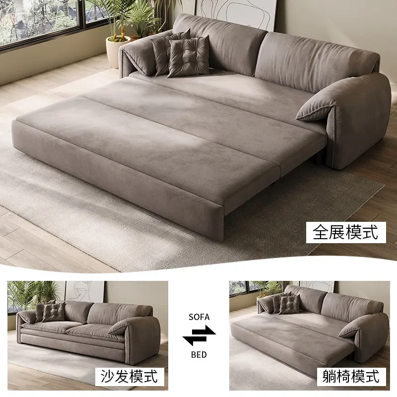 Italian light luxury fabric sofa bed folding dual-purpose 2024 new multi-functional small apartment living room double