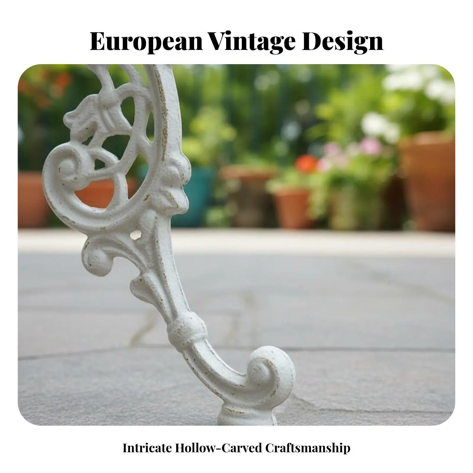 Vintage White Cast Iron Flower Rack 2-Tier Rust Resistant Plant Stand for Balcony Living Room Corner Decor
