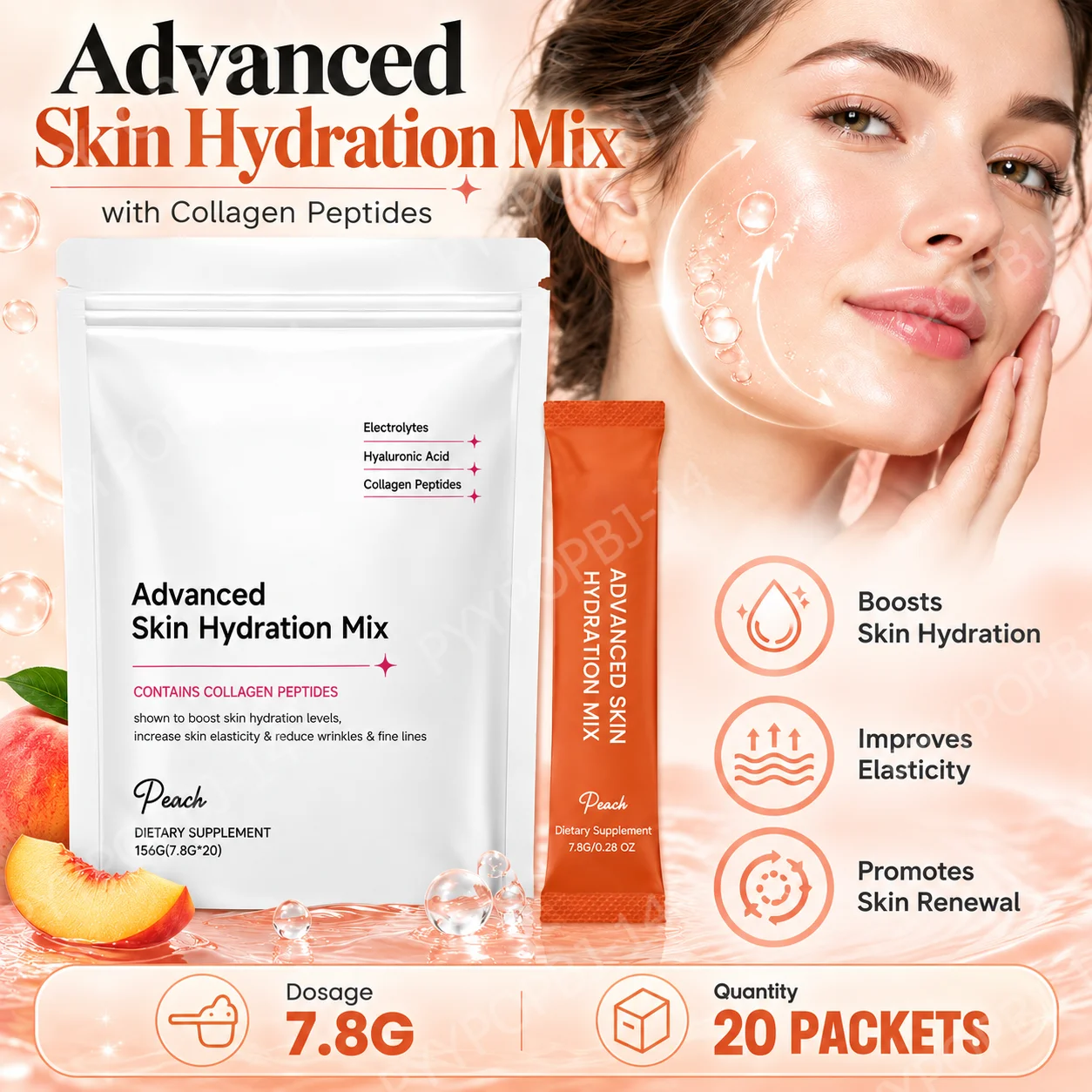 Advanced Advanced Skin Hydration Mix Powder Packets, Support Skin Moisture & Elasticity, Promote Skin Renewal,Hyaluronic Acid, 20 Packets - Aliexpress Deal