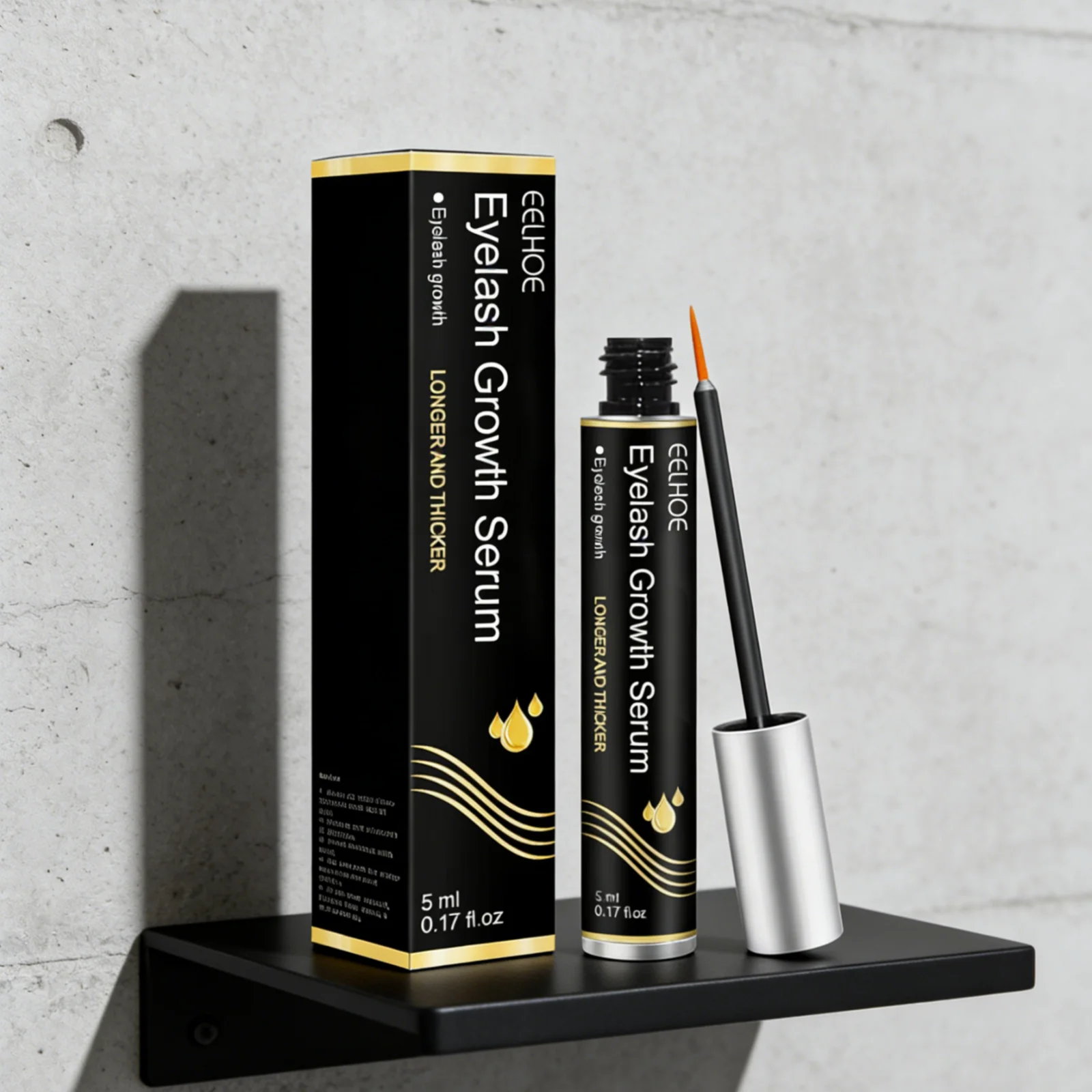 EELHOE Eyelash Growth Serum Long Lasting Nourishing Volumizing Strengthening Softening Protecting Thicker Eyelashes Enhancer 5ml