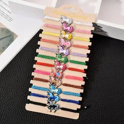 12 Pieces Of Fashionable Alloy Colored Unicorn Woven Bracelet Cartoon Animal Lucky Bracelet For Boys and Girls