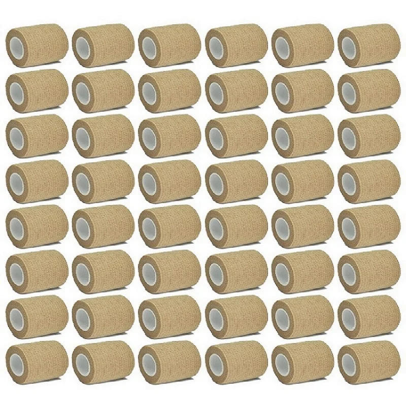 6/48 Pcs Beige Gauze  Bandage Self-adhesive Breathable Elastic Bandages for Sports Fixing Finger Wrist Leg