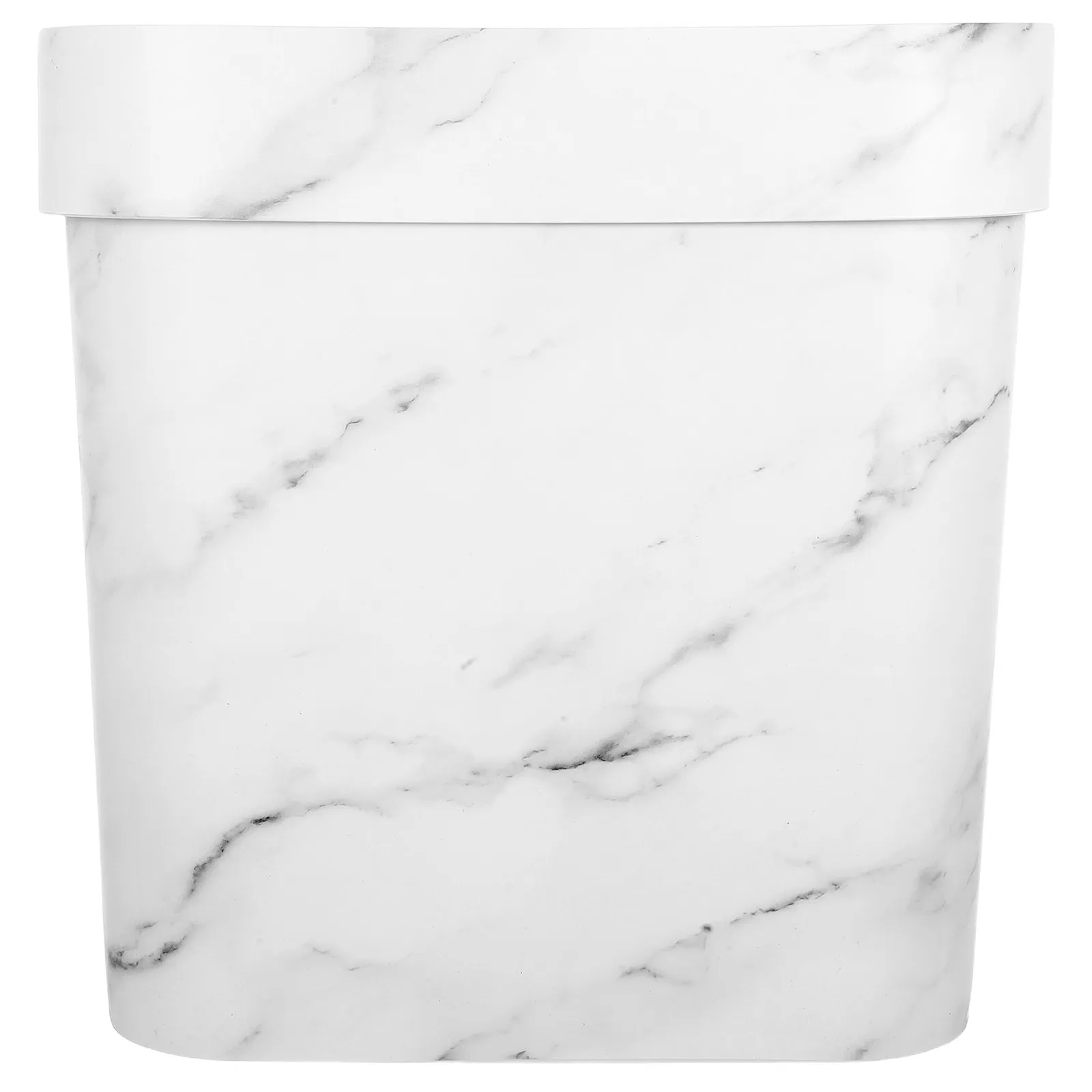 

Marble Pattern Trash Can Narrow Oval Plastic Wastebasket Open Top for Bedroom Bathroom Kitchen Plastic Bathroom Wastebasket