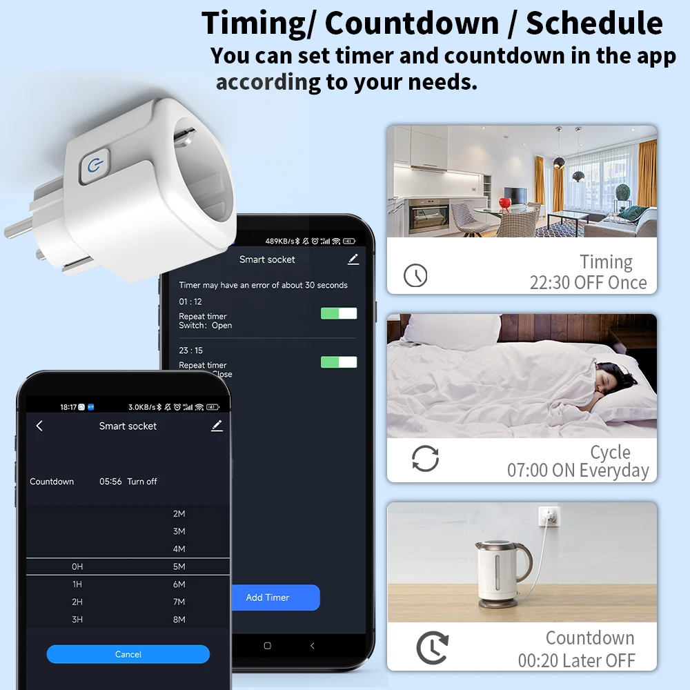 Soket Pintar WiFi 20A/16A EU F - Smart Home Energy App ulasan dan harga