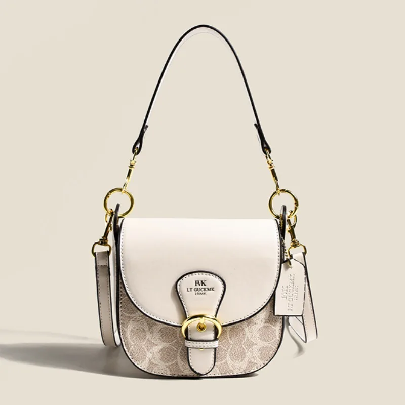 High-end small handbag for women, 2025 new style, printed saddle bag, versatile and fashionable, underarm bag, elegant single sh