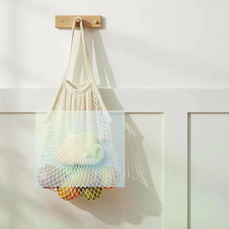 Portable Reusable Cotton Mesh Shopping Tote Foldable Handheld Washable for Grocery Fruit Carry Picnic Travel Outdoor Use