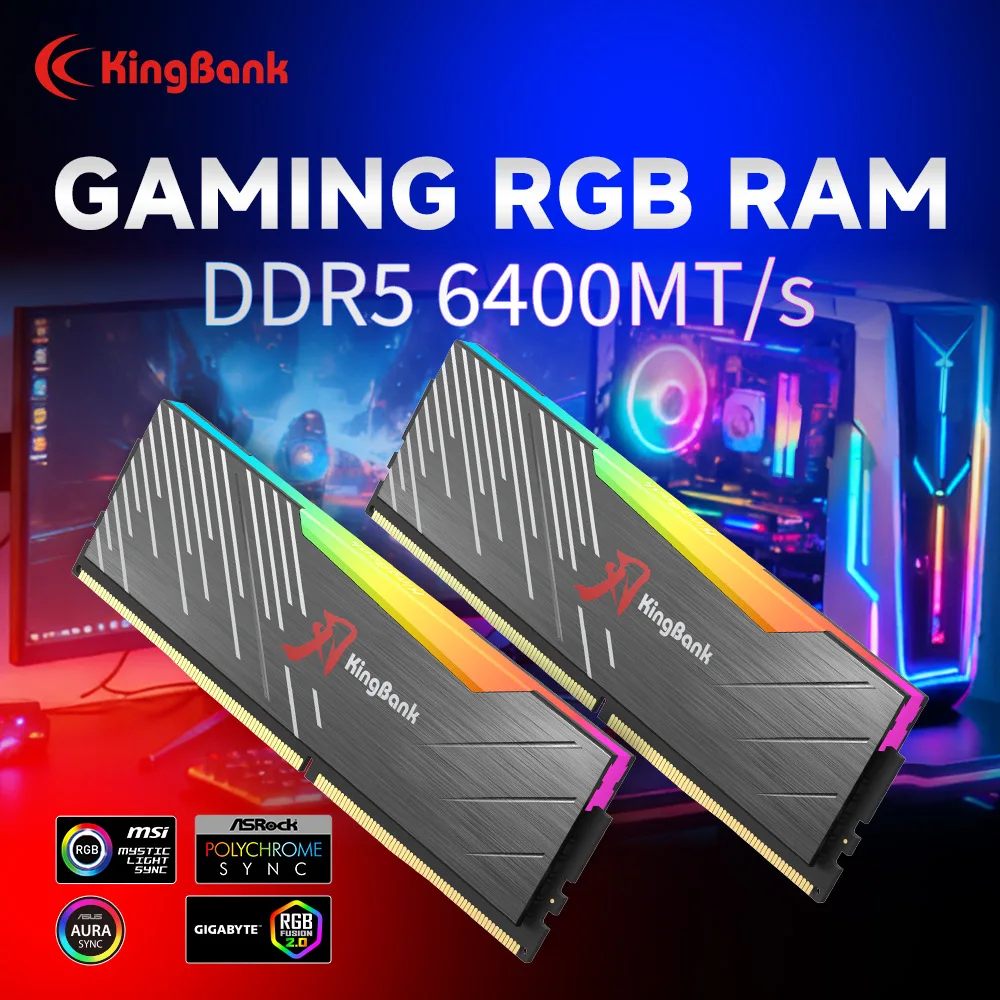 

KingBank SOARBLADE KRRB DDR5 RGB SERIES K5.01.FLM5FD9401 32GB (16GBx2) 6400MHz memory CL32 Hynix M die black Ram