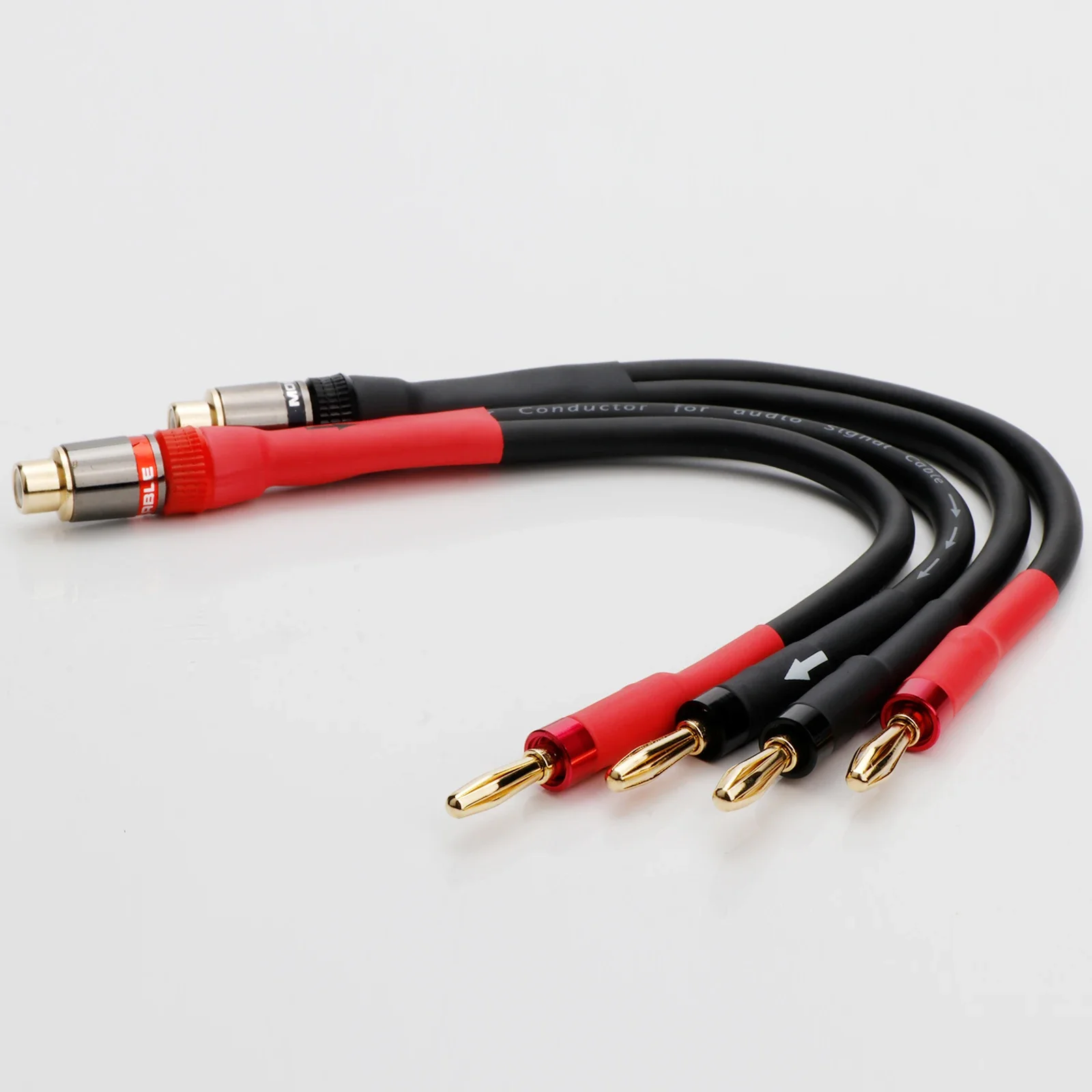 프리페어 하이파이 스피커 어댑터 케이블 여성용 RCA에서 2개의 바나나 플러그 케이블 오디오 케이블 4mm 바나나 스피커 와이어