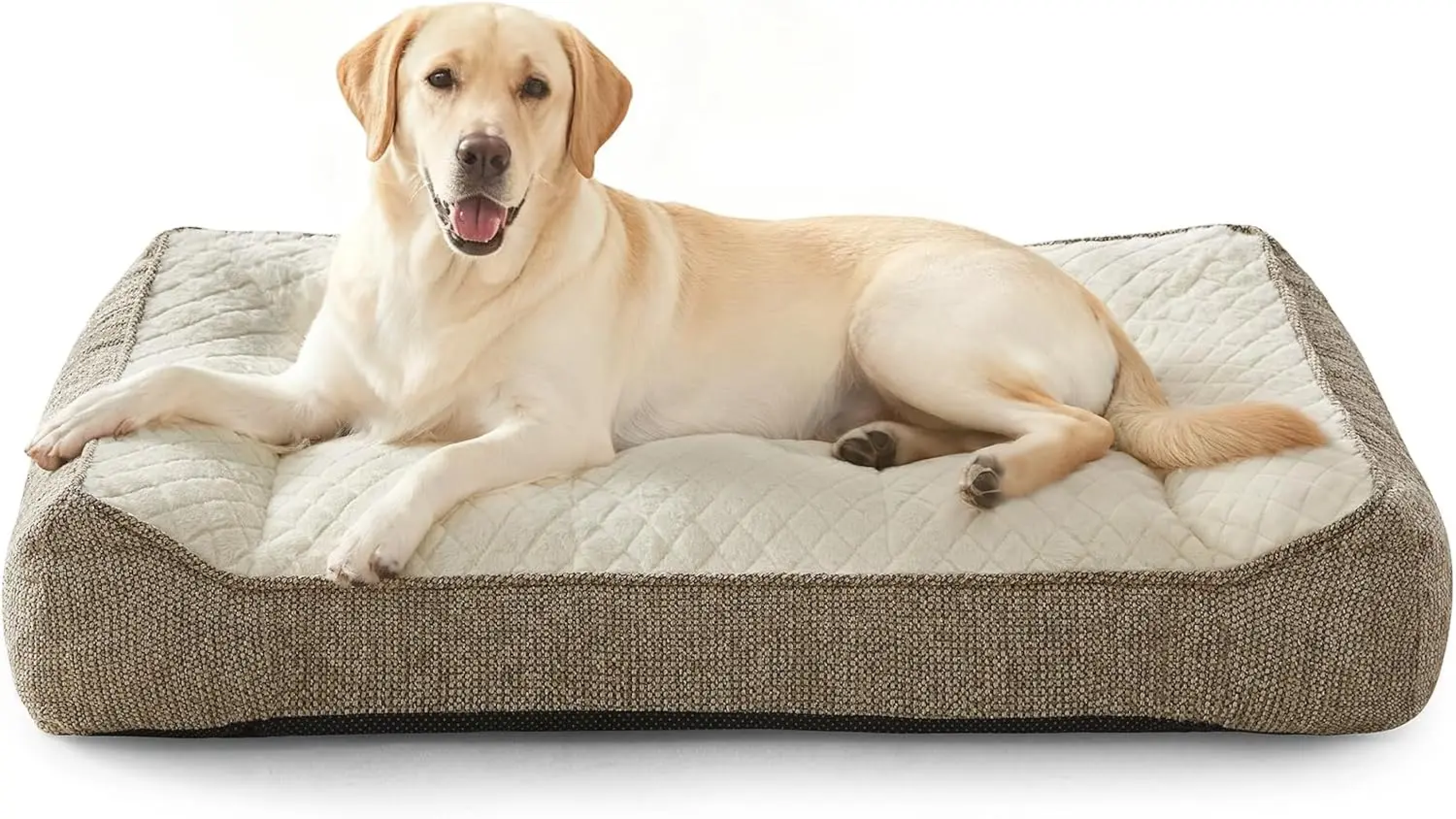 

Extra Thick Orthopedic Dog Bed with Sides, Ultra Soft Sofa Design for Large Dogs, Beige, 42 Inch