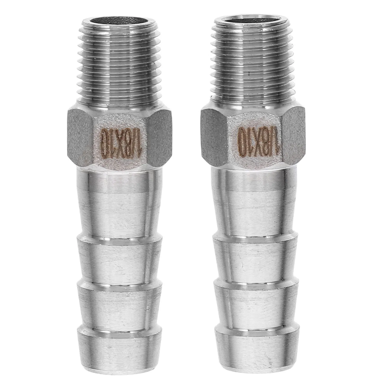 2 uds accesorios de Gas conectores de manguera adaptadores de manguera Pex rectos accesorios de tubería de aire y agua 10Mm Barb X Dn6 1/8 Npt macho de acero inoxidable