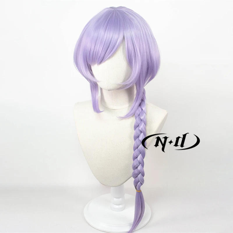ND Qiqi 코스프레 가발 헤어피스 Genshin Impact 코스프레 헤어 가발 코믹 콘 코스터 의상 테마 파티 내열성 합성