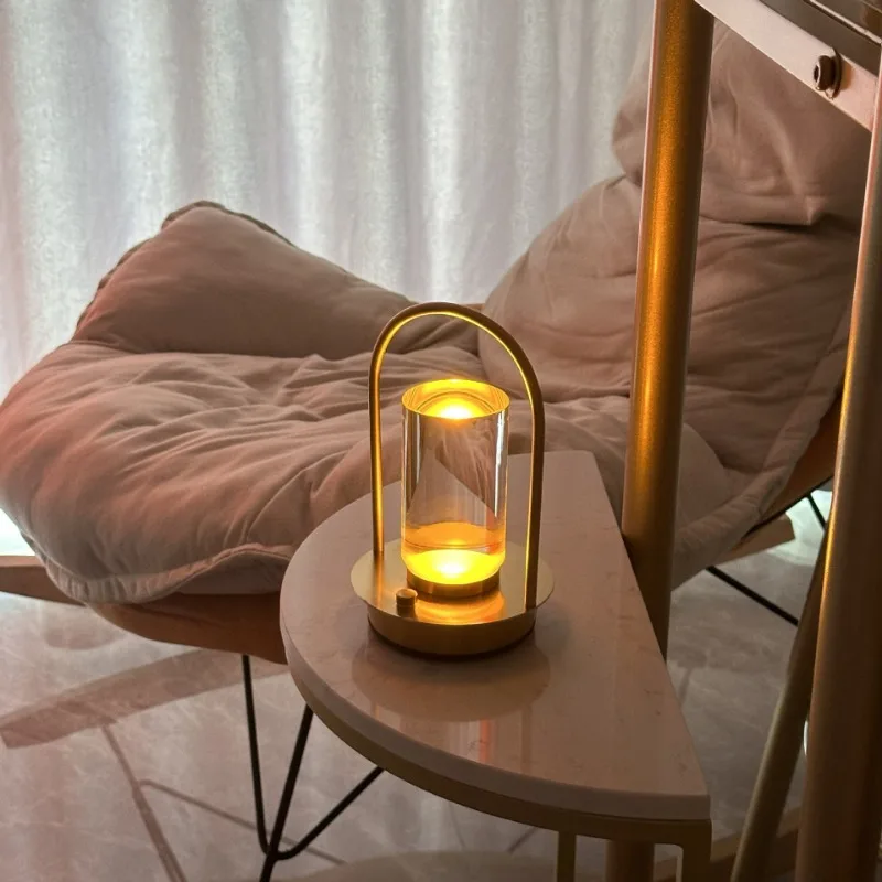Ambient Light Simple Portable LED Charging Touch Internet Celebrity Metal Table Bedroom Bedside Night Light