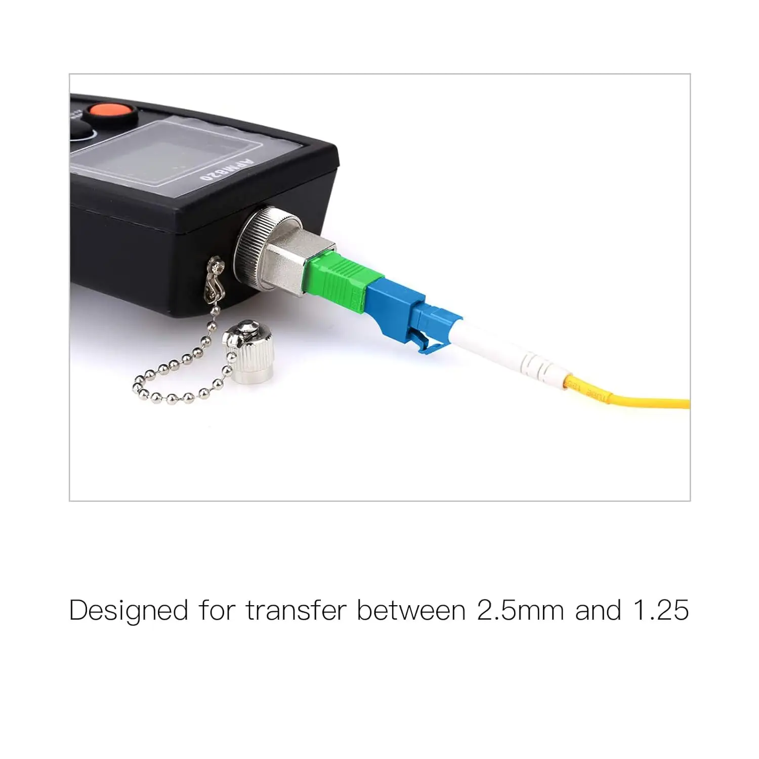 Adapter światłowodowy Natalink SC/APC (wtyk) do LC/UPC (gniazdo), przeznaczony do światłowodów jednomodowych, do zastosowań FTTH, służący jako konwerter do lokalizatora wizualnych uszkodzeń. — zdjęcie produktu 2
