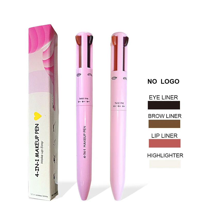 4 in 1 Makeup Pen Eyebrow Eyeliner Highlighter Lip Liner Lips Gloss Pen Multifunctional Convenient Cosmetics Ballpoint Pencil