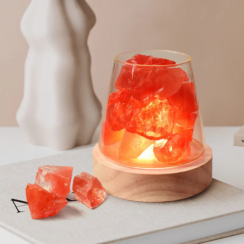 F2 Natural Himalayan Salt Table Lamp Night Light Natural Raw Stones Crystal Essential Oil Diffuser light Gift Decor Novelty lamp