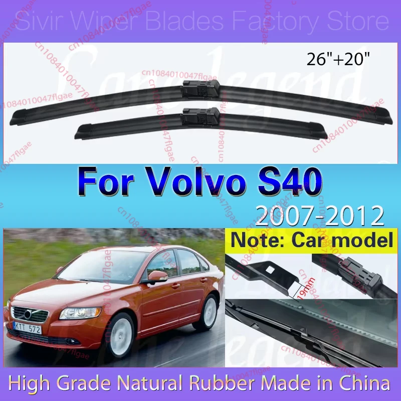 

Car Wiper Blades For Volvo S40 2007 2008 2009 2010 2011 2012 Windshield Windscreen Front Window Blades 26"+20" Car Accessories