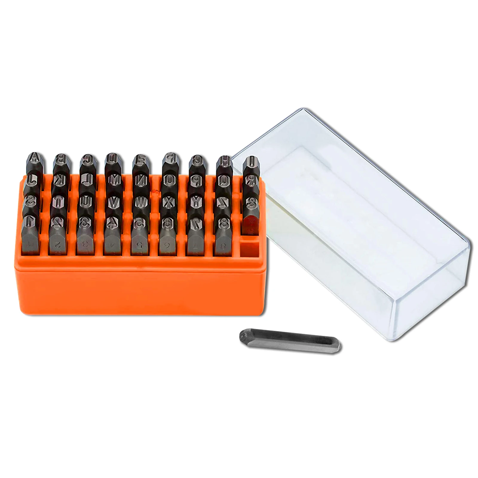 

36-Piece 3mm Number & Capital Letter Stamp Set (A-Z & 0-9) Punch Perfect for Imprinting Metal, Plastic, Wood, Leather.1/4 (3mm)