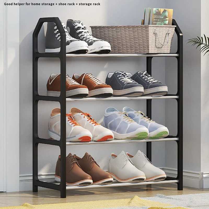 Multi-Layer Shoe Shelf 4 Layers Simple Dust-proof Storage Shoe Cabinet Multi-layer Assembly Door Dormitory Organizer Rack