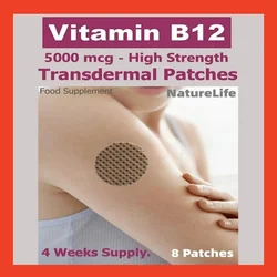 Vitamin B12-5000mcg ( Strength) Plus Additional Vitamins - Transdermal Patches. Patches Made In Usa. 8 Weeks Supply.