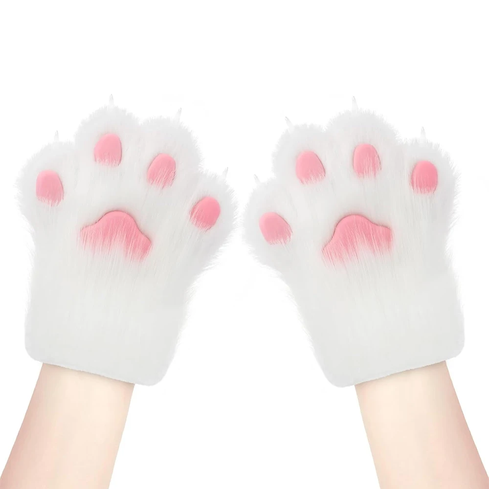 Cat Paw Gloves Cosplay Accessory Cute Animal Costume Party Halloween Kawaii Furry Role Play Outfit Feline Claw Dress Up