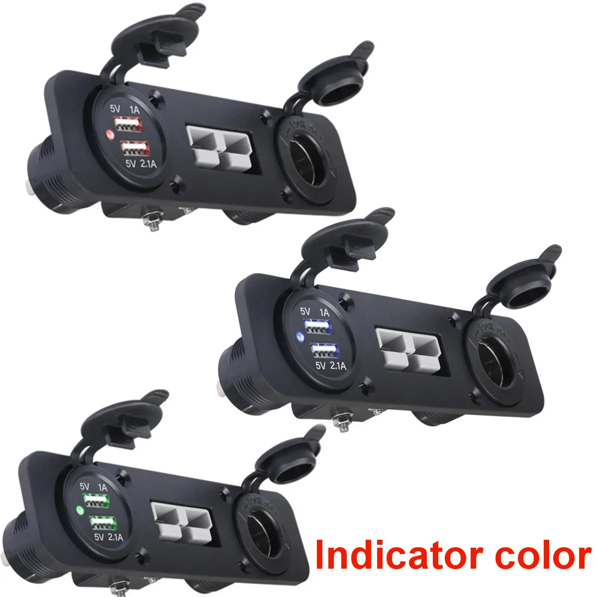 12V 24V Flush Mount Car Anderson 50A Current Socket Cigarette Lighter Socket Install Bracket Recharge Panel Kit