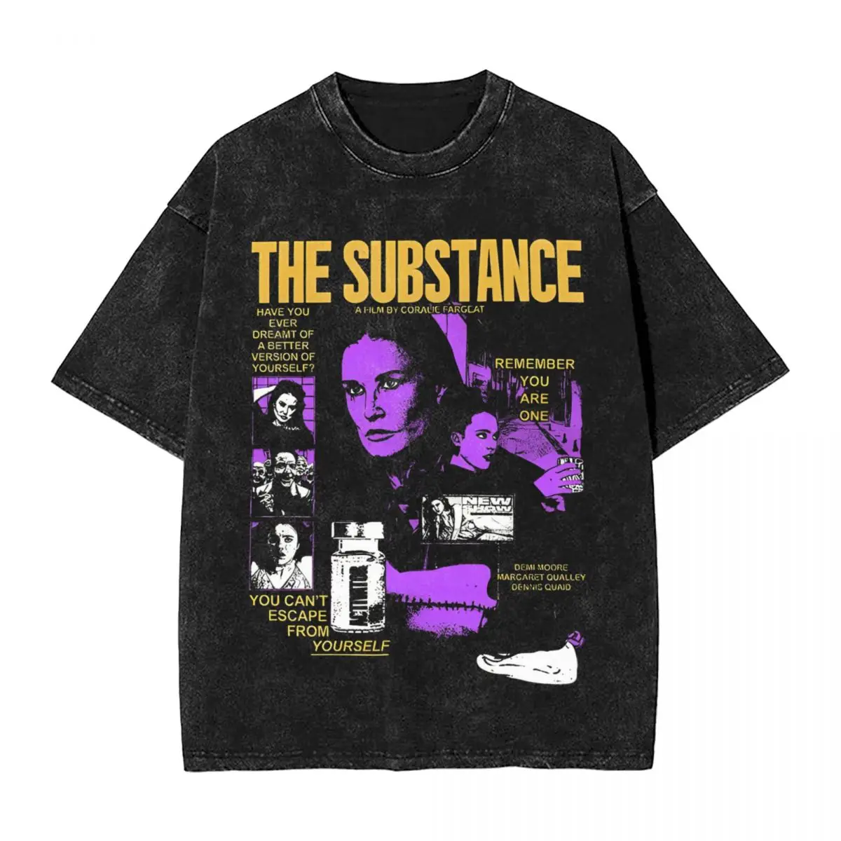 Men's The Substance Movie T Shirts Horror Movie Top Tees Summer Y2K Retro Short Sleeve T Shirt O-Neck Pattern Tee Shirt Hot Sale