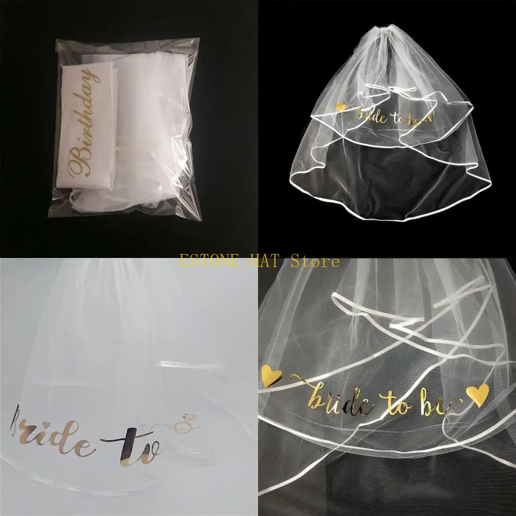 

49MF Short Wedding Veil Bachelorette Party Veil Bride To- Be Veil Bride Veil