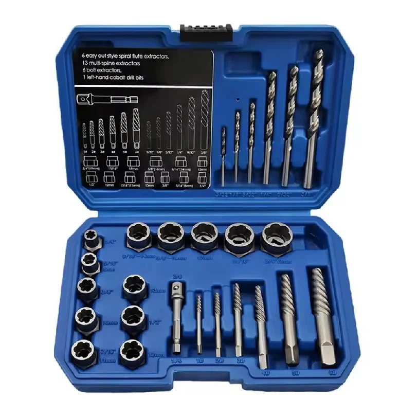 26pcs Set Broken Nut Extractor Extraction Screw Tool Socket BoltNail Nut Broken Wire Extractor