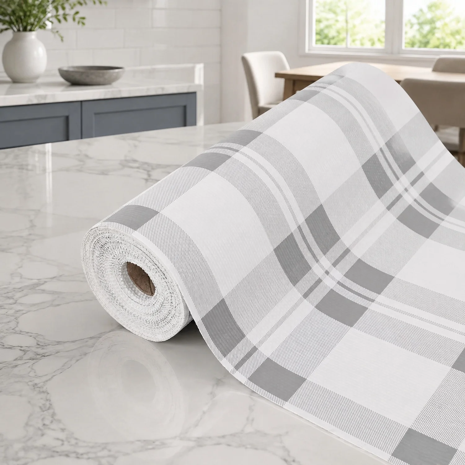 Drawer Shelf Liner for Kitchen Cabinets, Non Adhesive Slip Resistant Shelf Paper Easy to Clean, Strong Grip Thickened