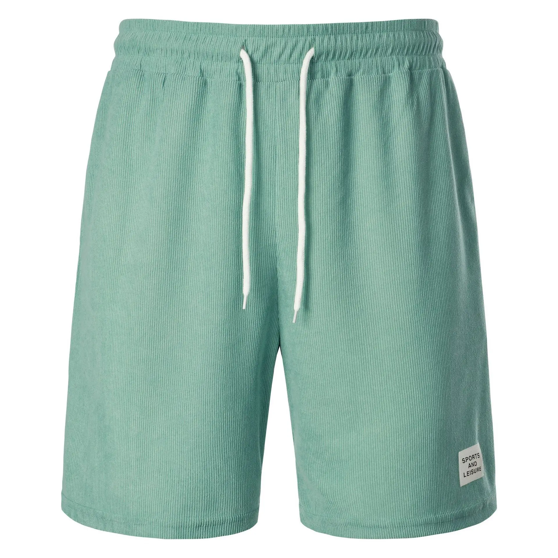 New Summer Solid Color Lace-up Sweatpants Corduroy Simple Five-point Shorts Men's Casual Pants
