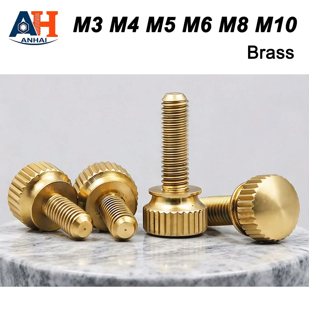 Brass High Head Knurled Thumb Screws Hand Tightening Bolts M3 M4 M5 M6 M8 M10 for Mechanical Assembly & Adjustment