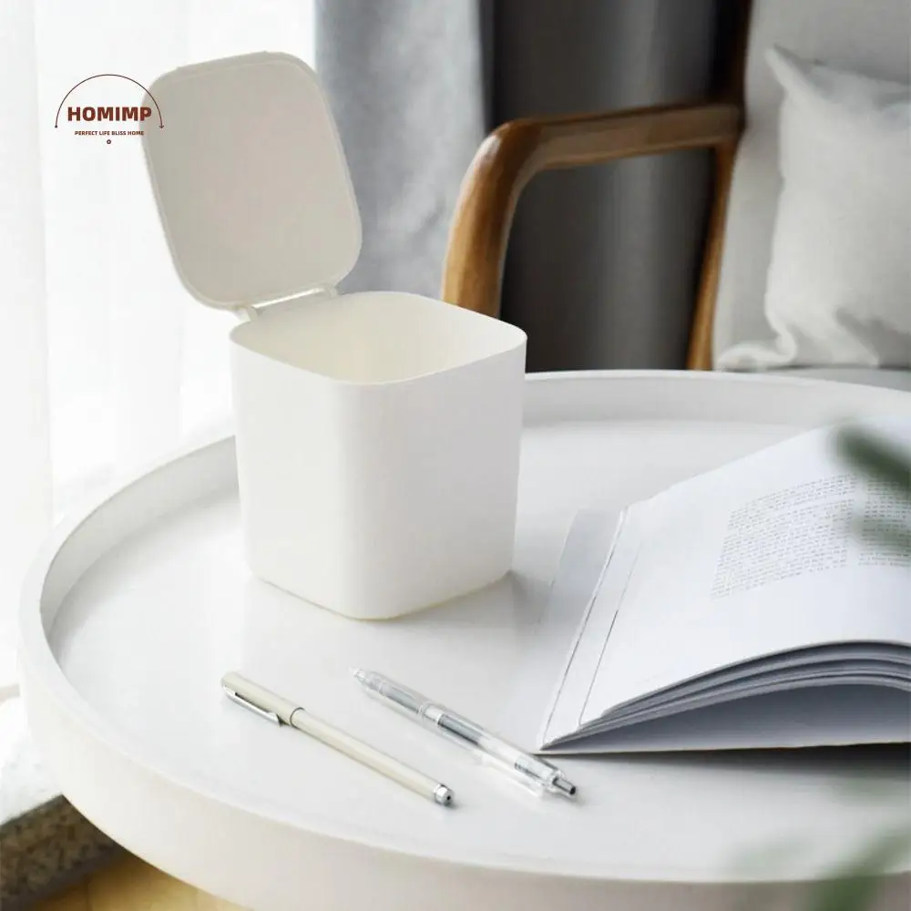 

Dustbin Plastic Mini Desktop Bin Large Capacity Nordic Style Bedroom Trash Can Portable Square Small Trashcan Laundry Room