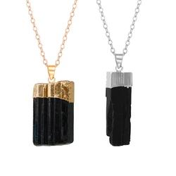 Irregular Raw Black Tourmaline Pendant Rough Energy Chakra Jewelry For Woman And Man Gift Necklace Making