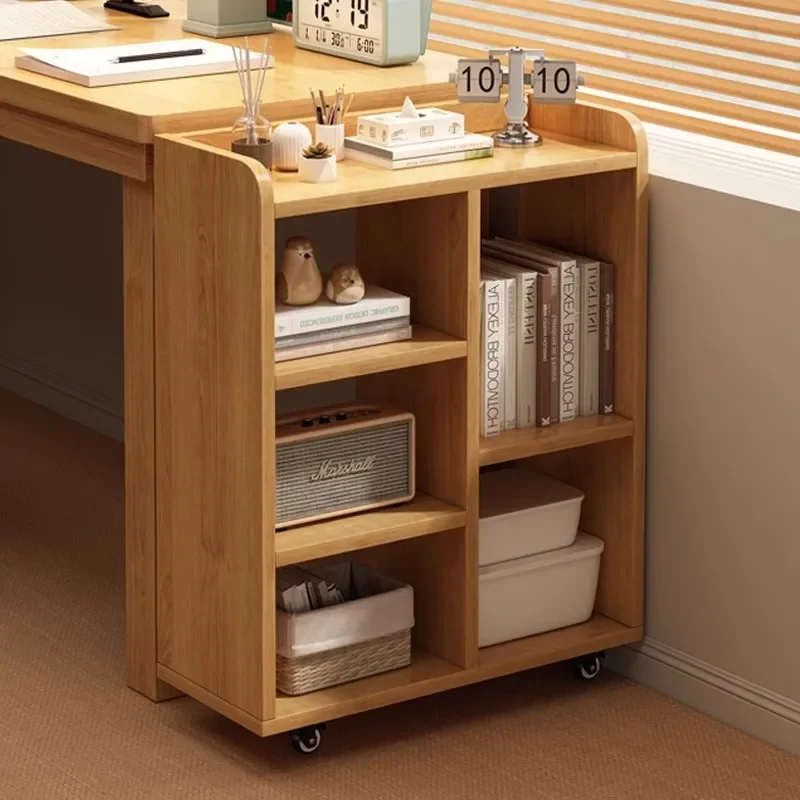 Table edge bookshelf Floor shelf Movable living room table edge small bookcase Children's table under storage rack Storage