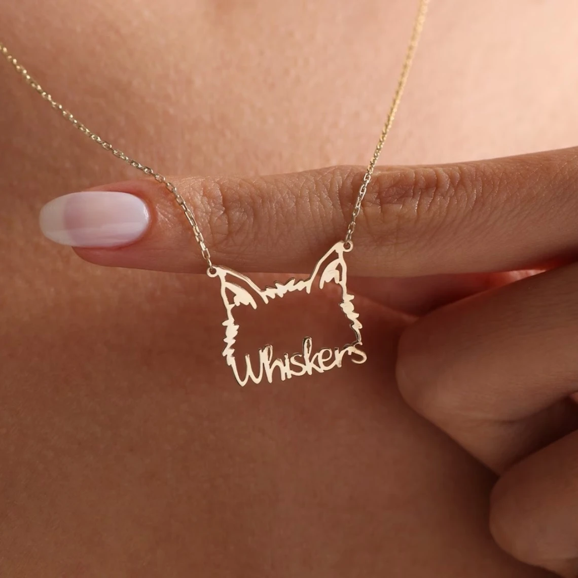 

Custom Cute Cat Ear Name Pendant Necklace Women Girl Child Jewelry Stainless Steel Gold Color Pet Cat Kitty Tag Necklace