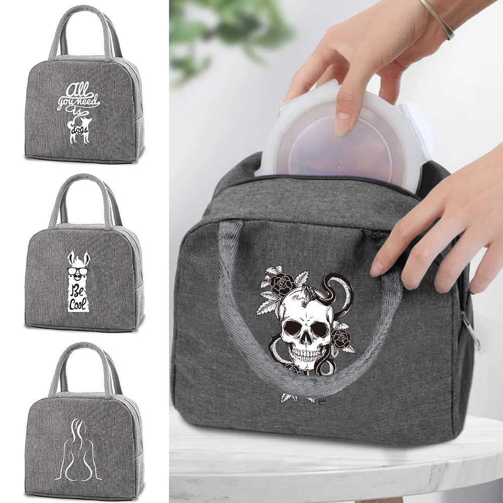 

Cooler Insulated Lunch Bags New White Picture Picnic Canvas Bag Travel Thermal Dinner Bags School Storage Pack Lunch Box Handbag
