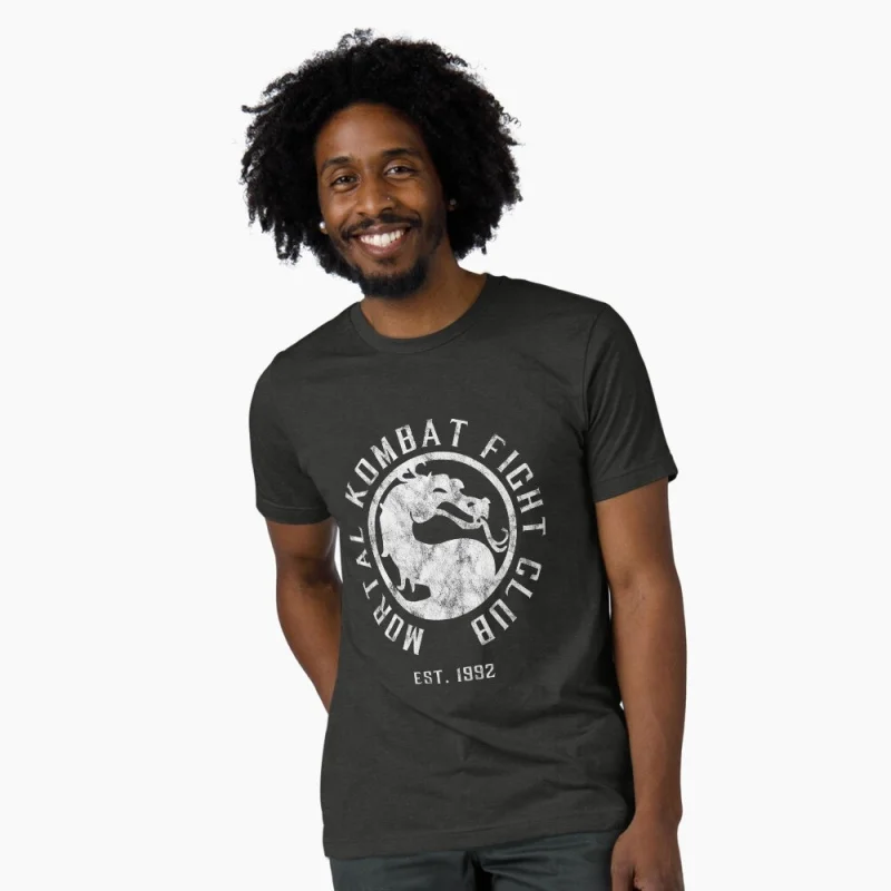 

Vintage 90's Mortal Kombat Fight Club Gift tshirt for gamer 100% cotton printed Short Sleeve Graphic T-Shirt All size tops