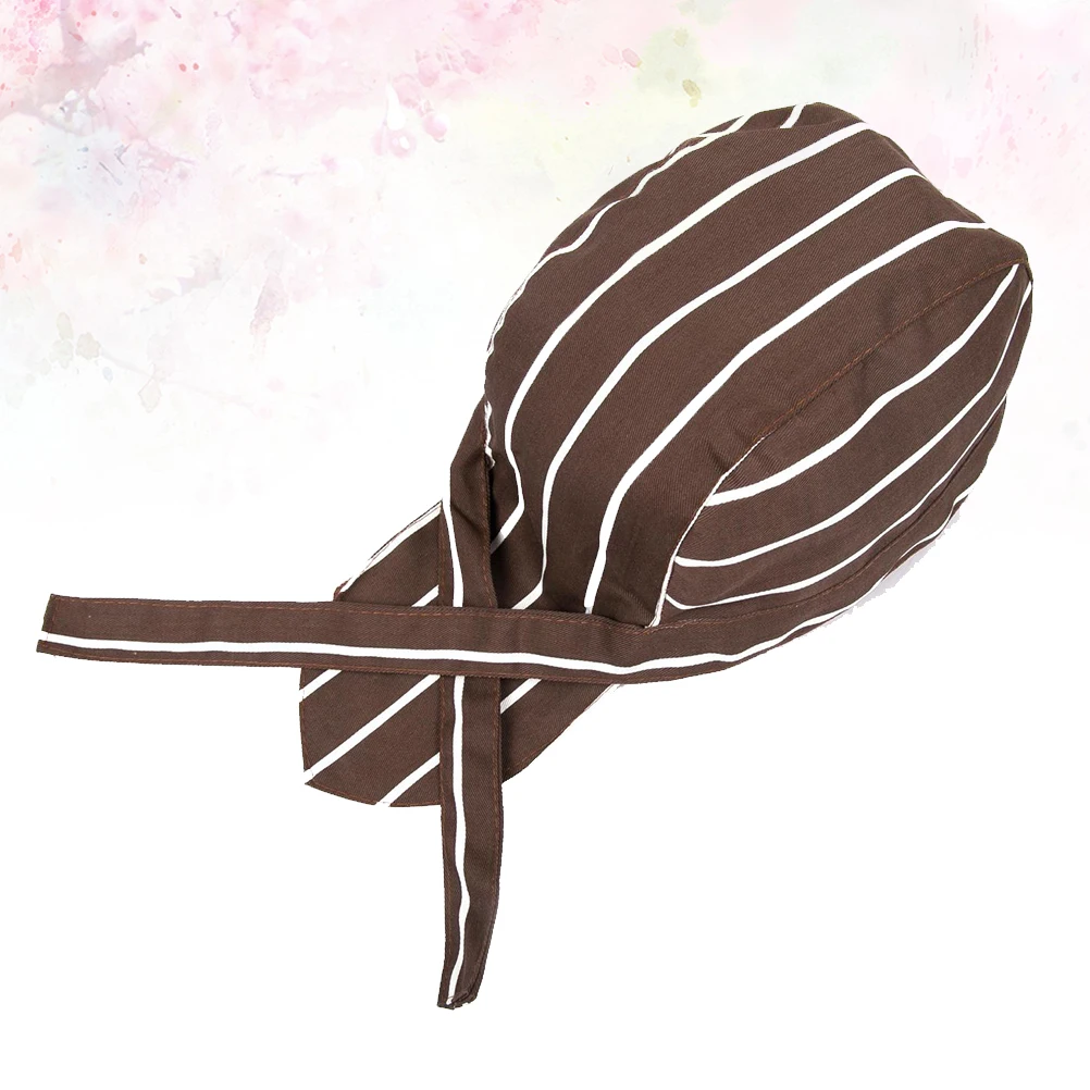 

Coffee Pirate Hat Kitchen Chef Cap Waiter Cap Cotton Material Dustproof Easy Work Restaurant Use Strip Design Comfortable