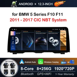 12.3 inch Wireless Carplay Android for BMW 5 Series F10 F11 CIC NBT Car Radio GPS Navigation Head Unit GPS Multimedia Player