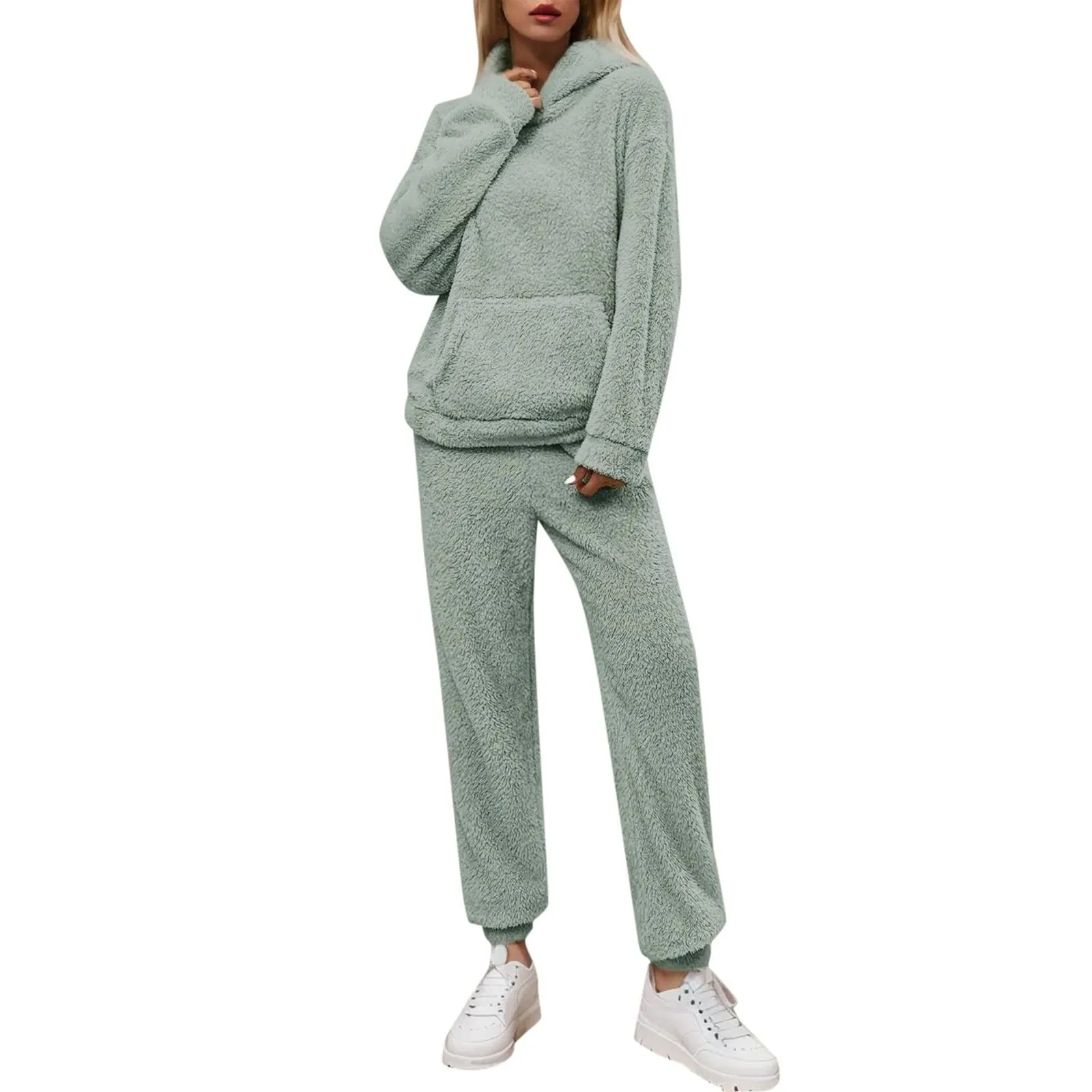 Winter Warme Fleece Pyjamas Für Frauen Set 2025, Neue Verdickte Mit Kapuze Nachtwäsche Weiche Warme Homewear frauen Plüsch Loungewear