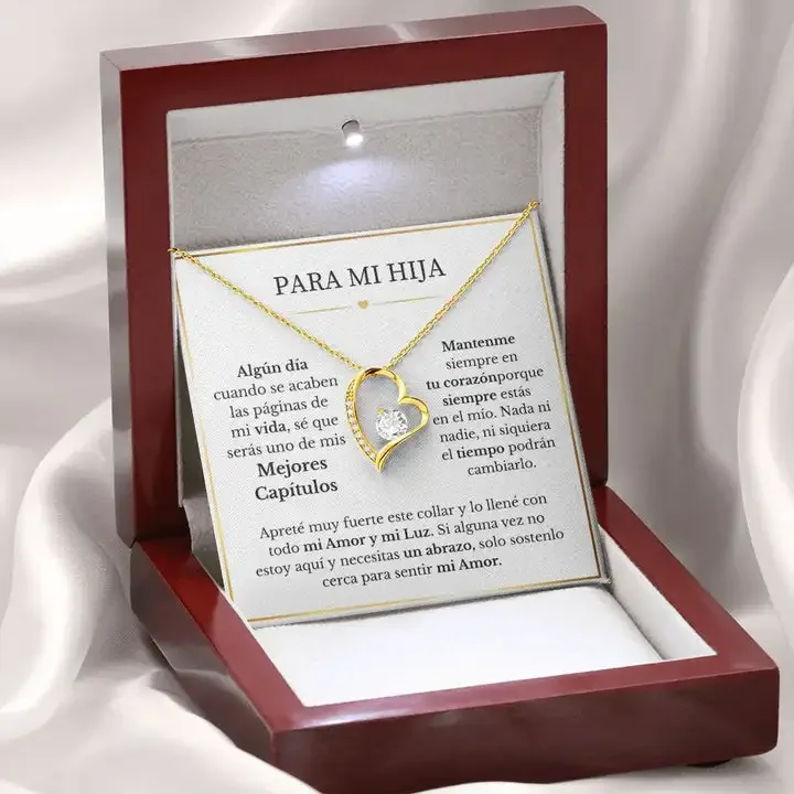 Para Mi Hija Collar De Amor Eterno To My Daughter Gift Chain Necklace Birthday Women Girl Love Heart Pendant Necklaces