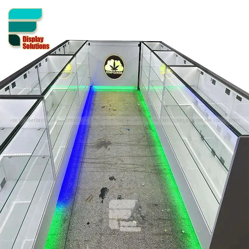 custom.Modern Display Cabinet Glass Panel LED Lighting Secure Drawer Multi Layer Tobacco Display Unit