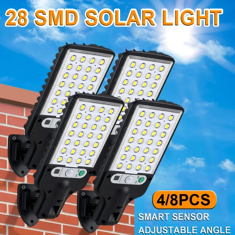 4/8pcs Smart Solar LED Wall Lights with Motion Sensor 3 Modes 45° Wide-Angle Illumination Outdoor Courtyard Lights Rechargeable