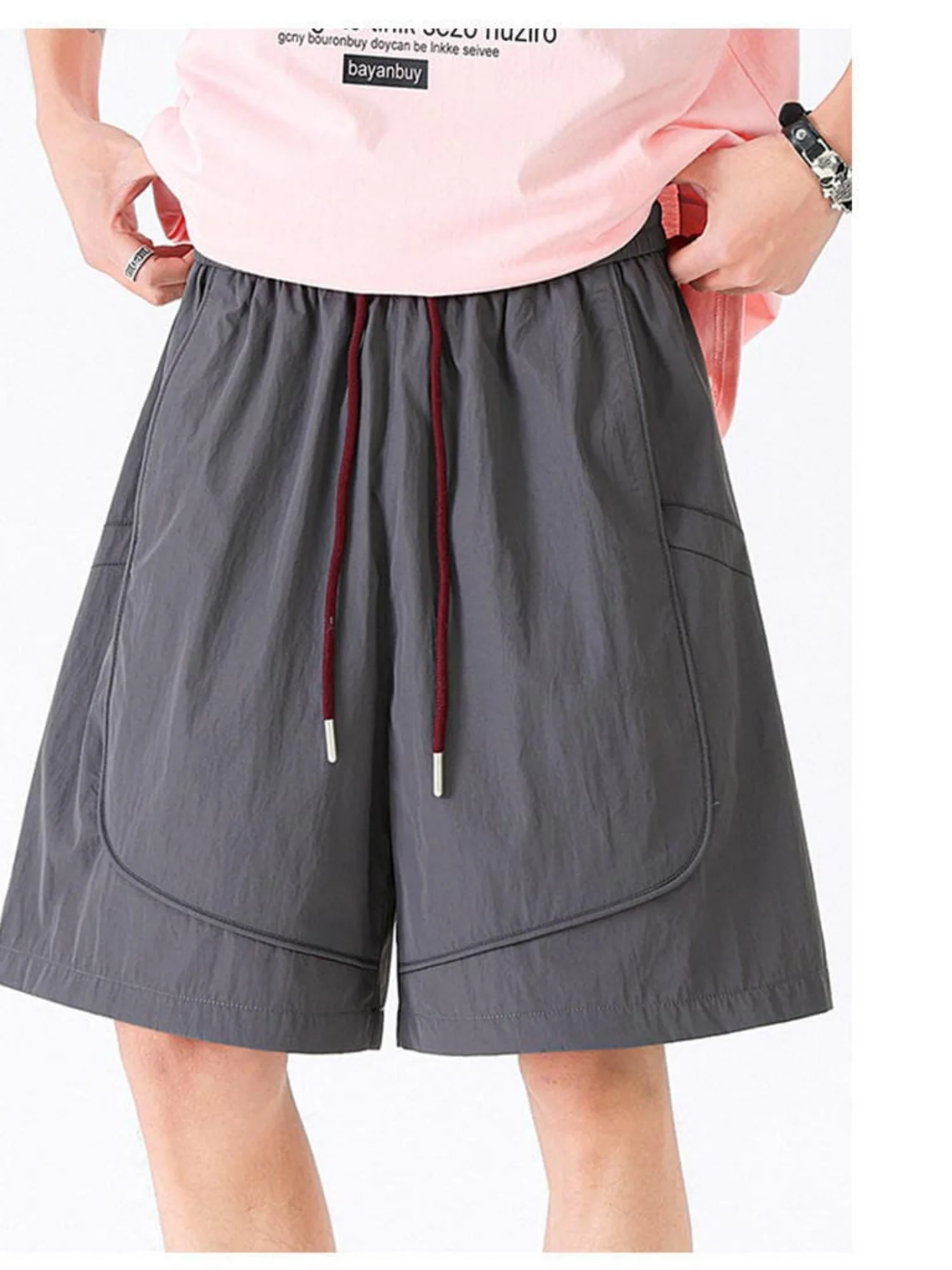 

Модные свободные шорты унисекс (5 дюймов), легкие, из прохладной ткани «ледяной шелк», повседневные летние брюки, размеры M-3XL