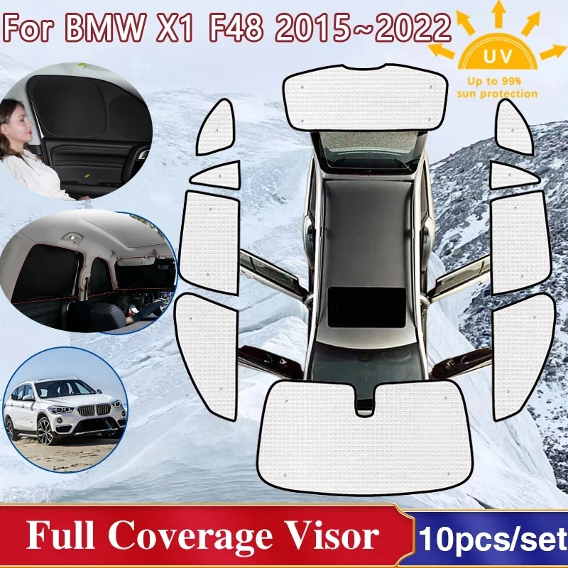 For BMW X1 F48 Accessories 2015~2022 Full Windshield Surround Sunshades Side Windows Visor Cover Car Accessories 2019 2020 2021