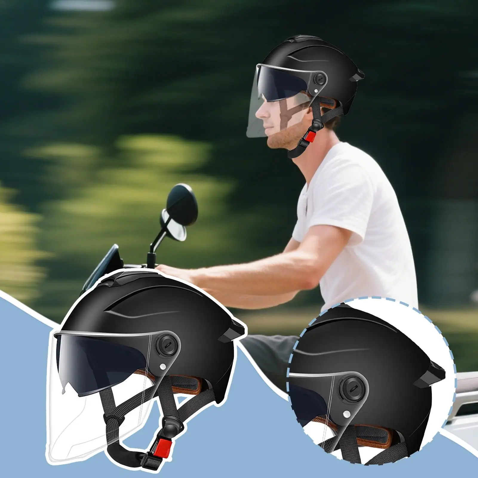

Adult Motorcycle Helmet Motorcycle Half Helmet Protective Gear Double Visor Breathable Headgear For Street Motorbike Sportbike