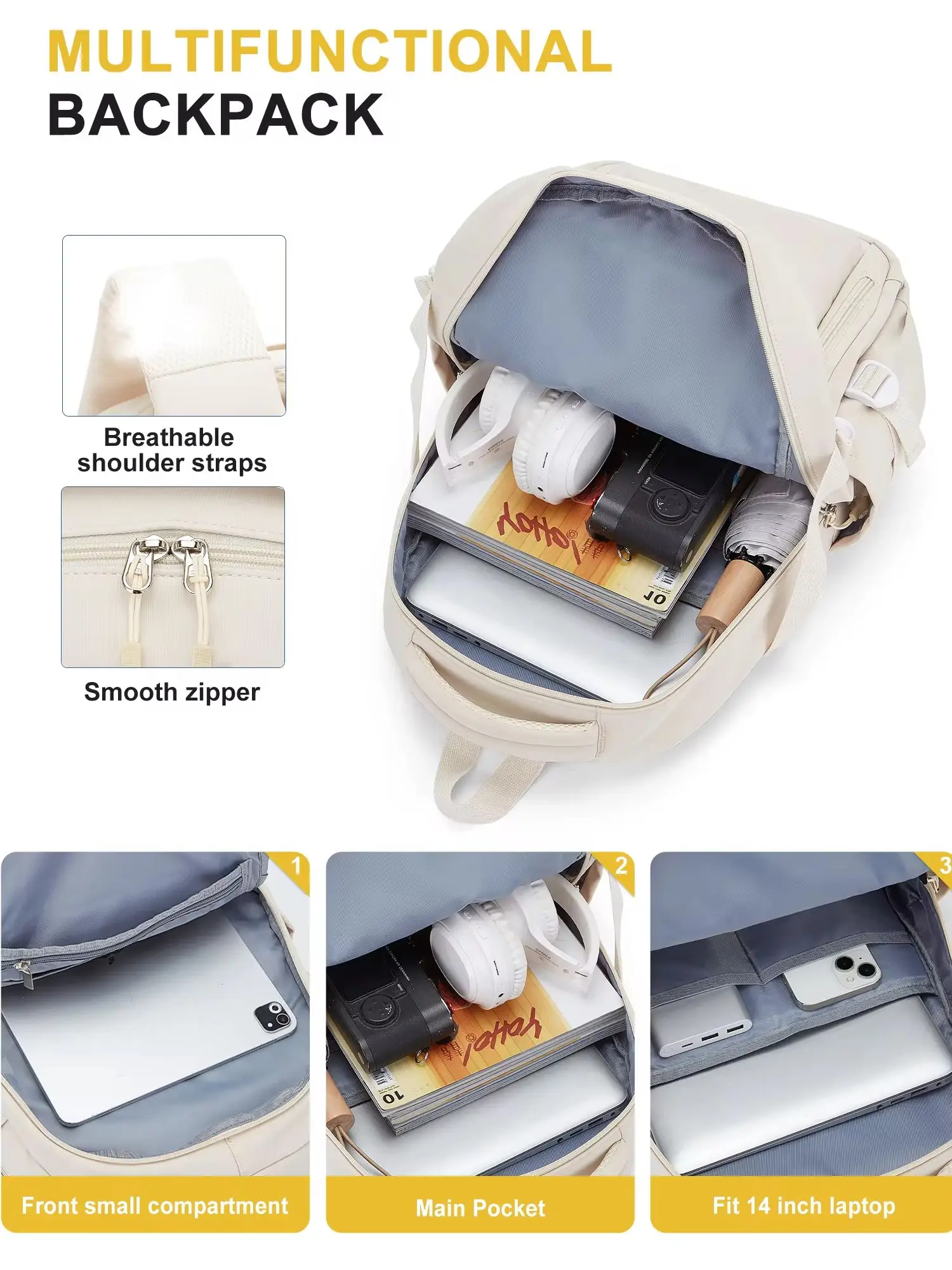 حقيبة ظهر مدرسية للبنات والأولاد ذات سعة عالية مقاومة للماء للمراهقين والكلية حقيبة ظهر للرجال والنساء حقيبة ظهر للسفر حقيبة كمبيوتر محمول Kawaii #3