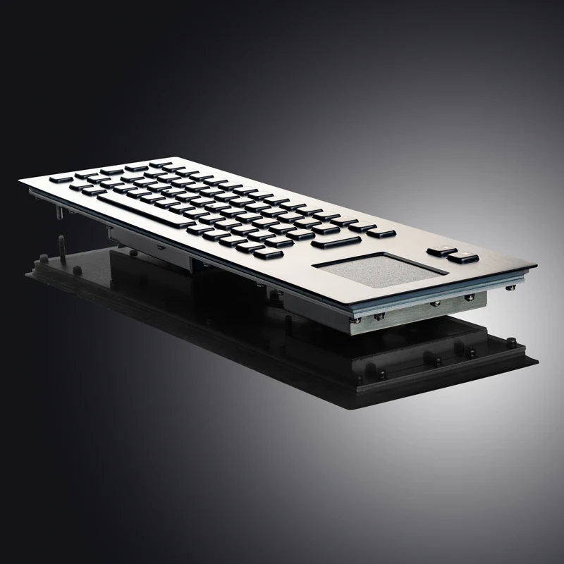 Black IP65 Metal Industrial Stainless Steel USB Keyboard With Touchpad For Ticket Vending Machine Information Kiosk